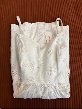 Milly Cream Eyelet Lace Spaghetti Strap Top